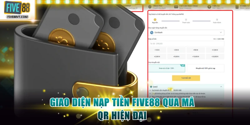 Giao diện nạp tiền Five88 qua mã QR hiện đại